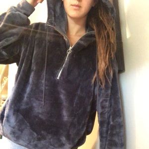 Blue velvety hoodie